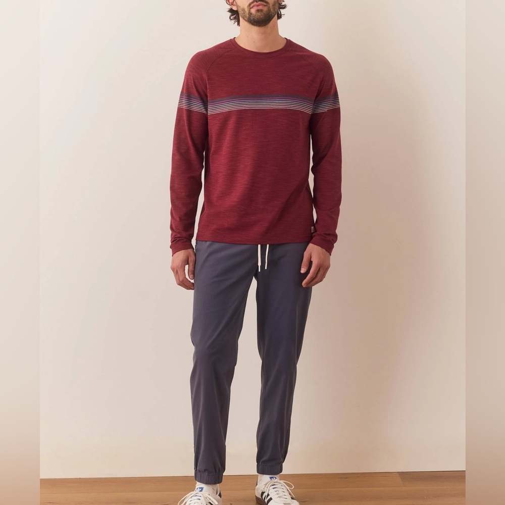 NEW Marine Layer Men's Midweight Air Crew Long Sleeve T-Shirt Burgundy XL.    20